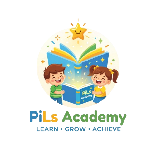 Happy PILS Academy students holding books